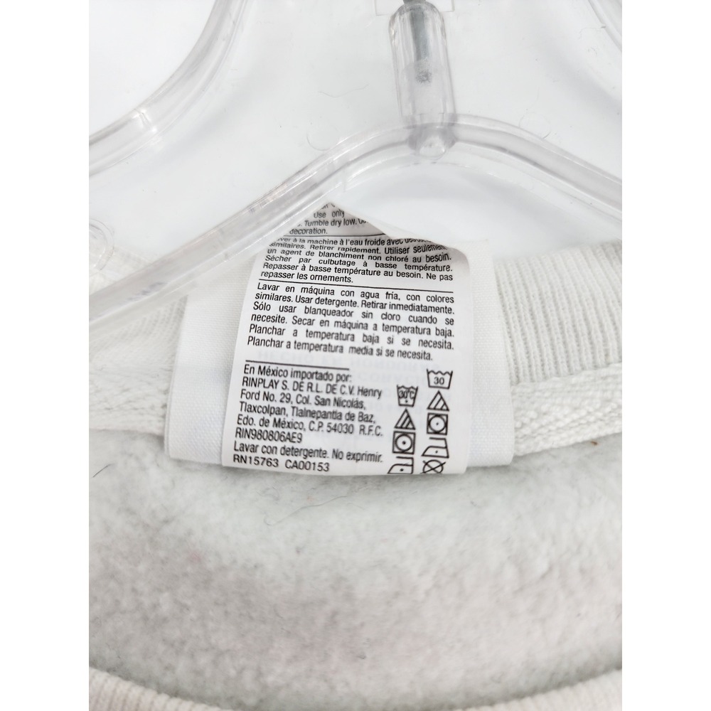 Champion Reverse Weave Crewneck Sweatshirt White Large Logo Spell Out Men's - Picture 6 of 10